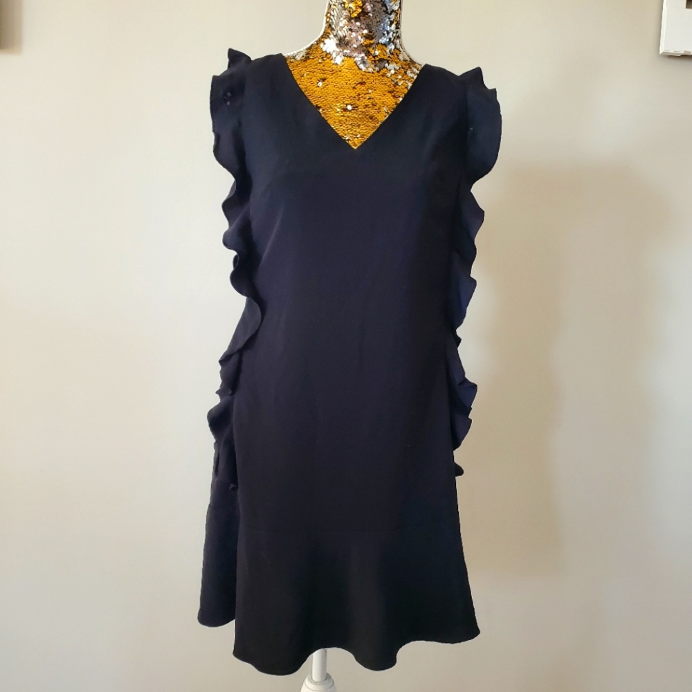 CeCe Black Ruffle Dress with Button Up Back